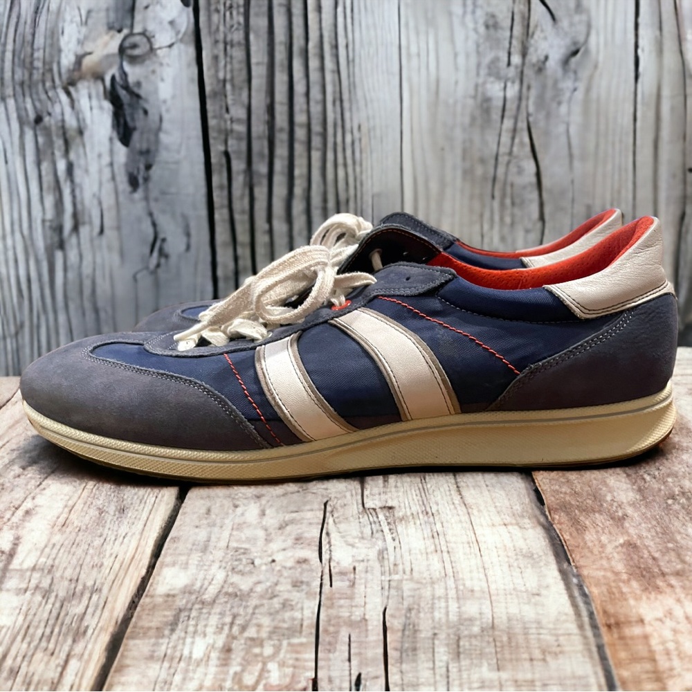 Org $130- ECCO Men’s Retro Leather/Textile Joggas Blue & white - Size 46/12.5